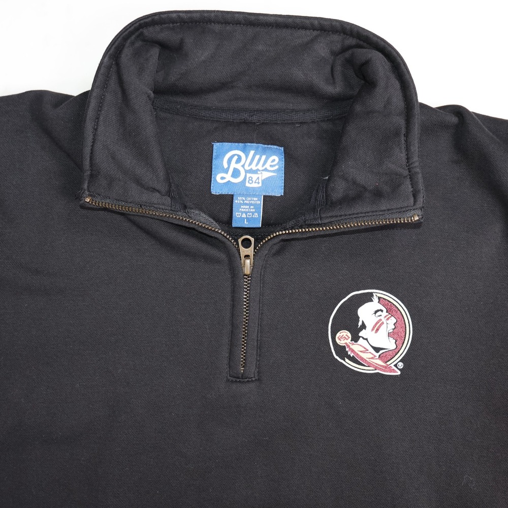 Blue 84 Florida State FSU Seminoles Mens Black Quarter Zip Sweatshirt L